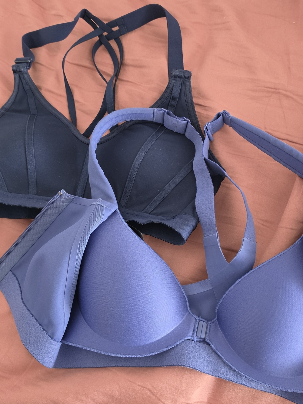 Women’s Smooth Everyday Wireless Bra - Blue and Black